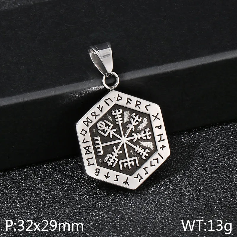 1 Piece 304 Stainless Steel 18K Gold Plated Compass Pendant