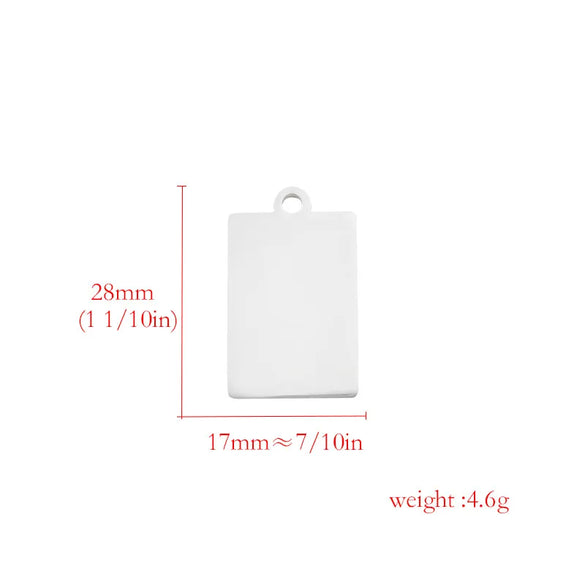 1 Piece 304 Stainless Steel 18K Gold Plated Customization Laser Engraving Rectangle Pendant