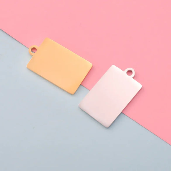 1 Piece 304 Stainless Steel 18K Gold Plated Customization Laser Engraving Rectangle Pendant