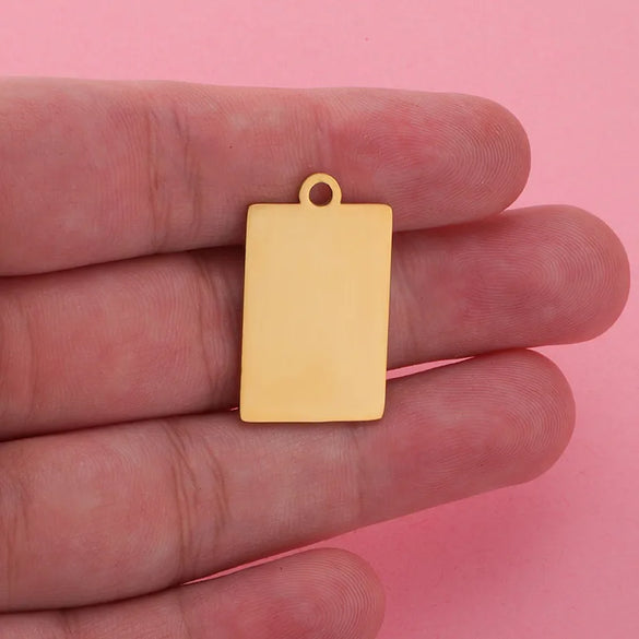 1 Piece 304 Stainless Steel 18K Gold Plated Customization Laser Engraving Rectangle Pendant