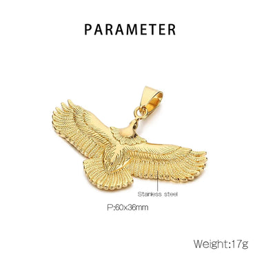 1 Piece 304 Stainless Steel 18K Gold Plated Eagle Pendant