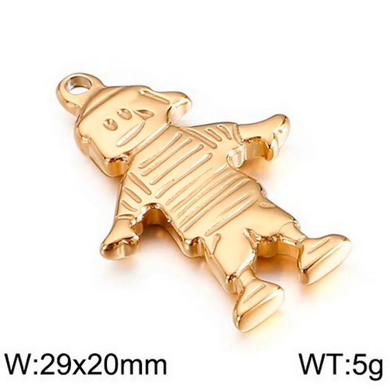 1 Piece 304 Stainless Steel 18K Gold Plated Gingerbread Heart Shape Pendant