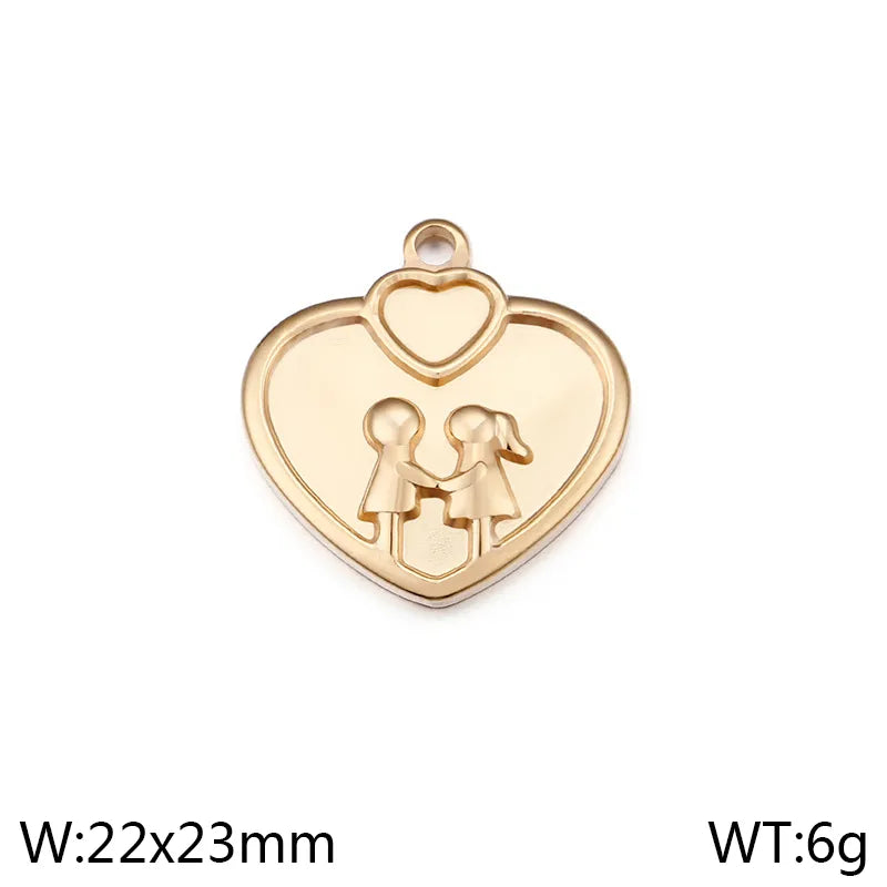 1 Piece 304 Stainless Steel 18K Gold Plated Gingerbread Heart Shape Pendant