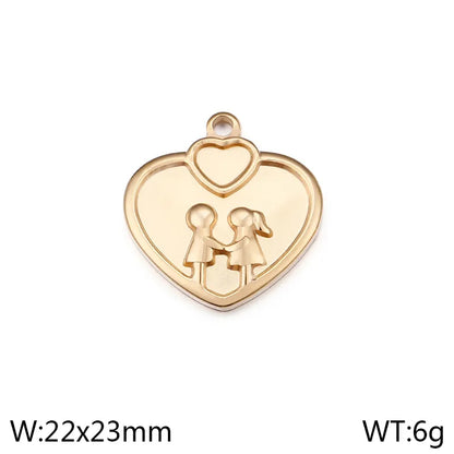 1 Piece 304 Stainless Steel 18K Gold Plated Gingerbread Heart Shape Pendant