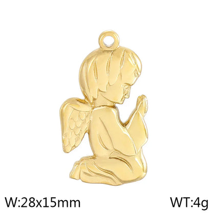 1 Piece 304 Stainless Steel 18K Gold Plated Gingerbread Heart Shape Pendant