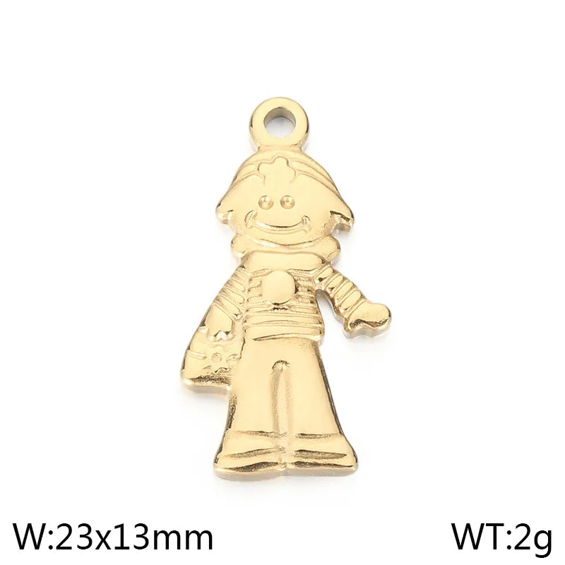 1 Piece 304 Stainless Steel 18K Gold Plated Gingerbread Heart Shape Pendant