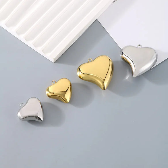 1 Piece 304 Stainless Steel 18K Gold Plated Heart Shape Pendant Jewelry Accessories