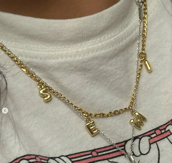 1 Piece 304 Stainless Steel 18K Gold Plated Letter Pendant