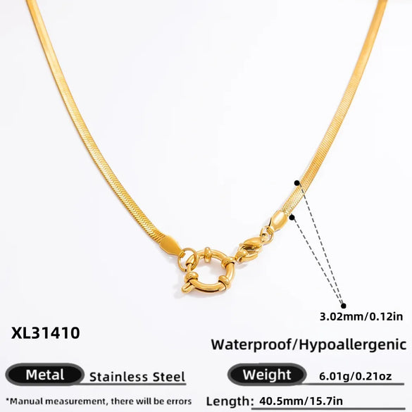1 Piece 304 Stainless Steel 18K Gold Plated Paperclip Chain Cable Chain Snake Chain Polished 40-45cm Jewelry Accessories Chain