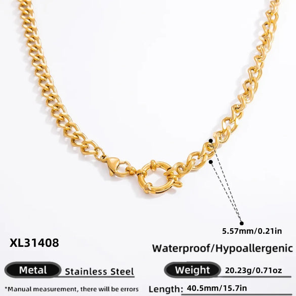1 Piece 304 Stainless Steel 18K Gold Plated Paperclip Chain Cable Chain Snake Chain Polished 40-45cm Jewelry Accessories Chain