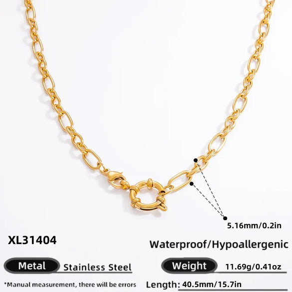 1 Piece 304 Stainless Steel 18K Gold Plated Paperclip Chain Cable Chain Snake Chain Polished 40-45cm Jewelry Accessories Chain
