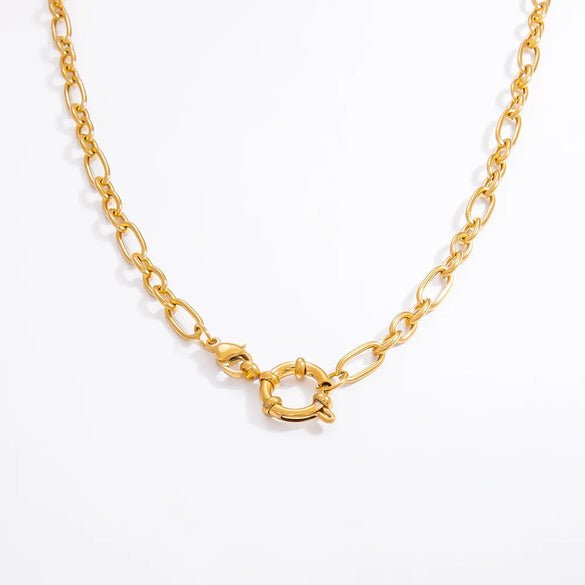 1 Piece 304 Stainless Steel 18K Gold Plated Paperclip Chain Cable Chain Snake Chain Polished 40-45cm Jewelry Accessories Chain