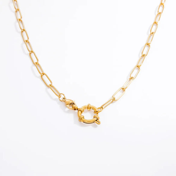 1 Piece 304 Stainless Steel 18K Gold Plated Paperclip Chain Cable Chain Snake Chain Polished 40-45cm Jewelry Accessories Chain