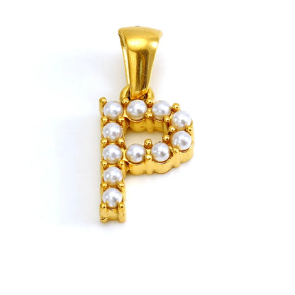 1 Piece 304 Stainless Steel Artificial Pearls 18K Gold Plated Letter Polished Pendant