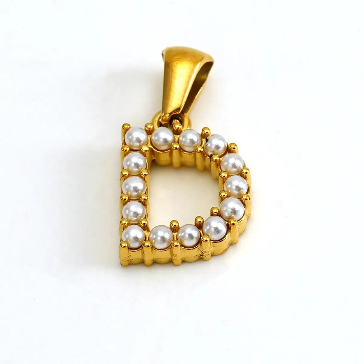 1 Piece 304 Stainless Steel Artificial Pearls 18K Gold Plated Letter Polished Pendant