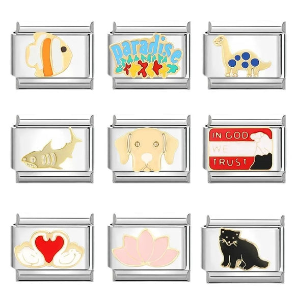 1 Piece 304 Stainless Steel Cartoon Italian Charms