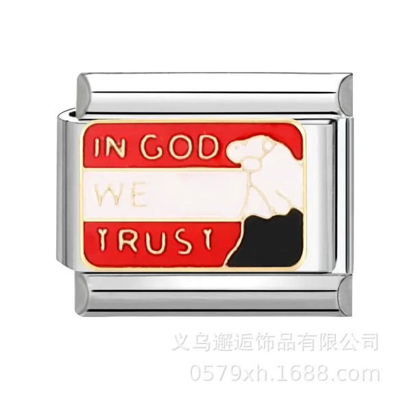 1 Piece 304 Stainless Steel Cartoon Italian Charms