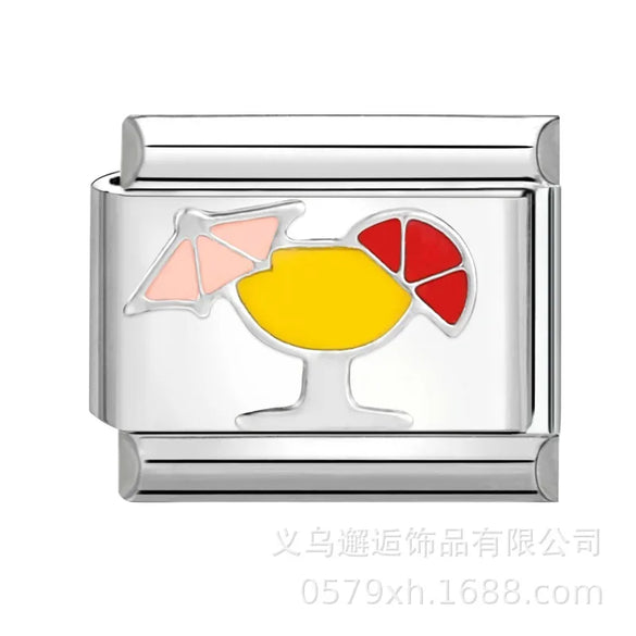 1 Piece 304 Stainless Steel Cartoon Italian Charms