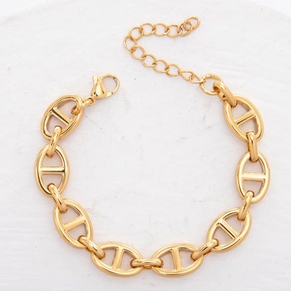 1 Piece 304 Stainless Steel Coffee Bean Chain Paperclip Chain Bracelets Chain Casual Geometric