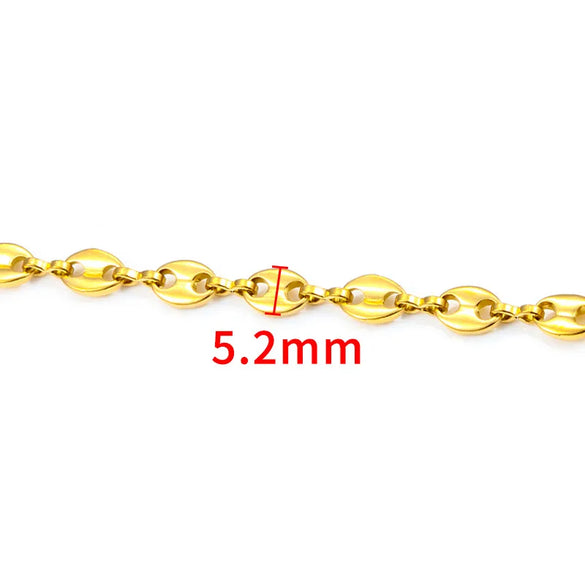 1 Piece 304 Stainless Steel Coffee Bean Chain Round Pearl Chain Cable Chain Jewelry Accessories
