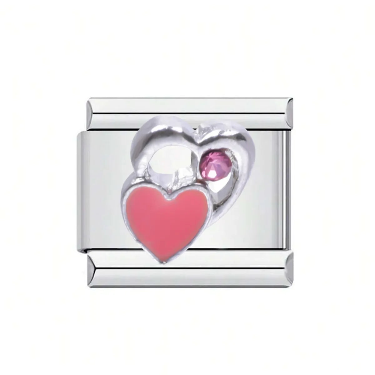 1 Piece 304 Stainless Steel Heart Shape Floral Italian Charms