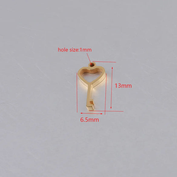 1 Piece 304 Stainless Steel Heart Shape Key Lock Pendant Jewelry Accessories