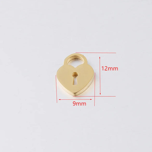 1 Piece 304 Stainless Steel Heart Shape Key Lock Pendant Jewelry Accessories