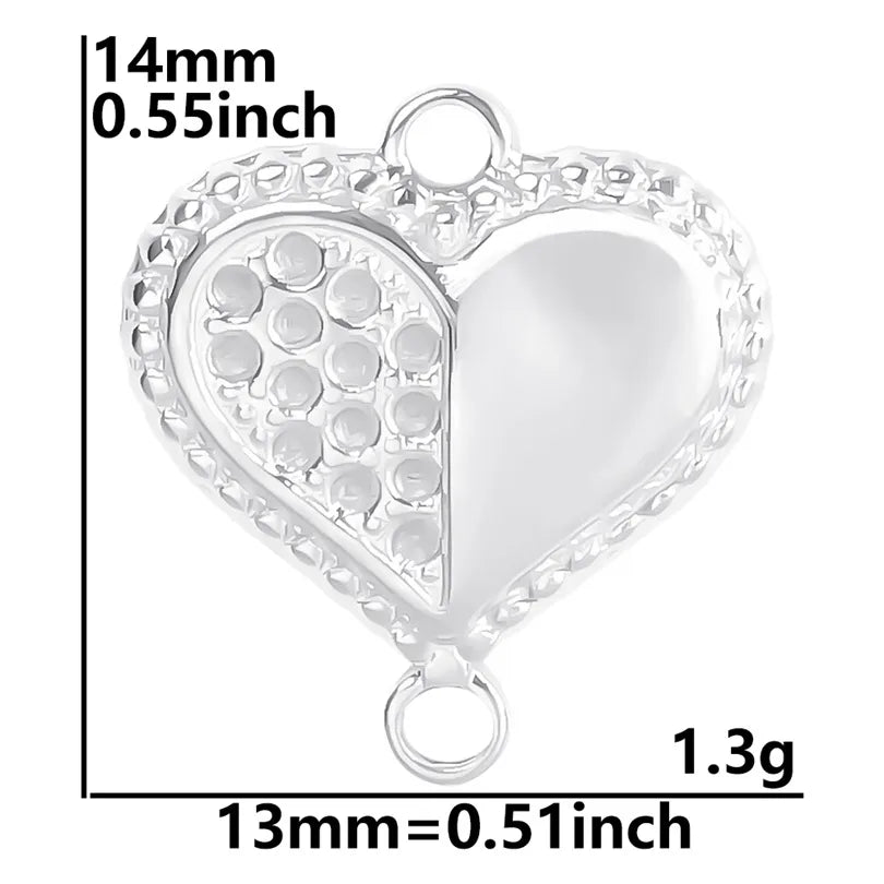 1 Piece 304 Stainless Steel Heart Shape Pendant