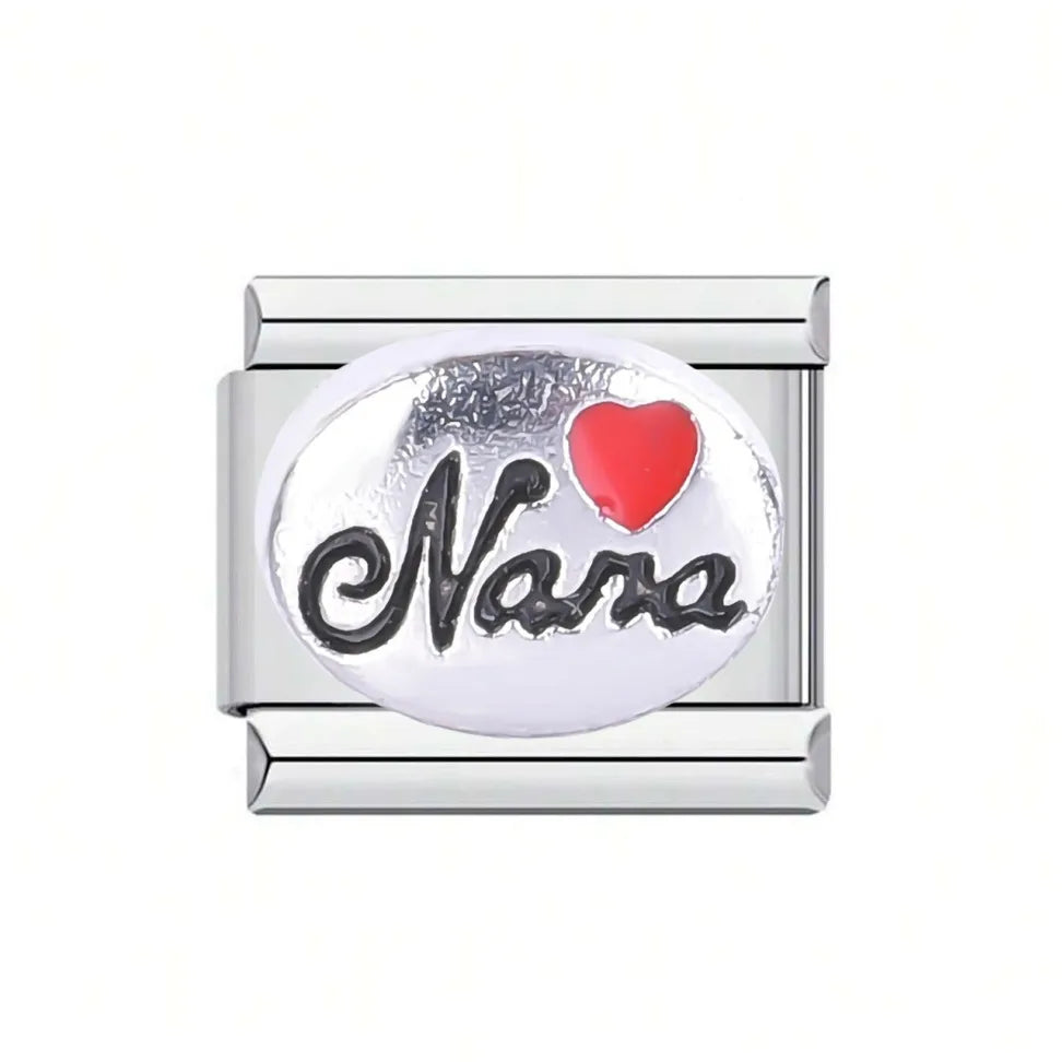 1 Piece 304 Stainless Steel Letter Heart Shape Italian Charms