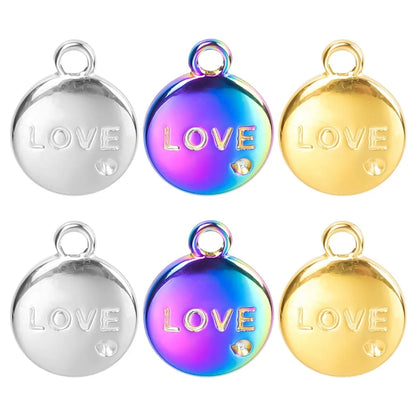 1 Piece 304 Stainless Steel Love Round Pendant