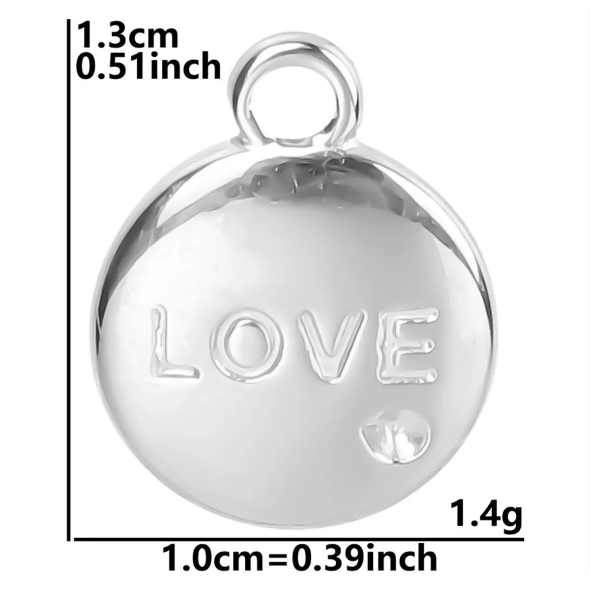 1 Piece 304 Stainless Steel Love Round Pendant