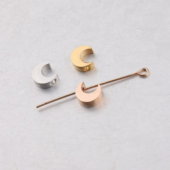 1 Piece 304 Stainless Steel 18K Gold Plated Moon Customization Laser Engraving Beads