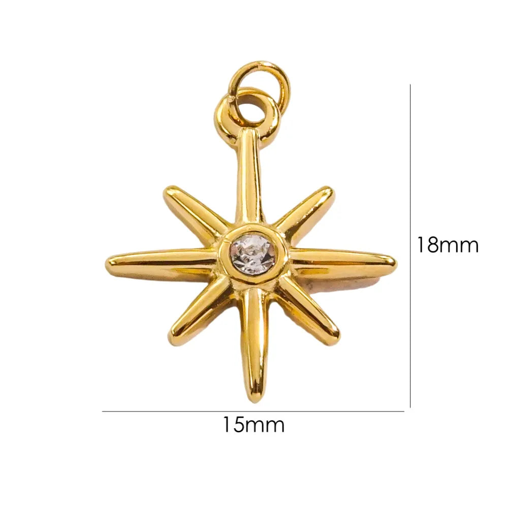 1 Piece 304 Stainless Steel Natural Stone 14K Gold Plated Starfish Heart Shape Key Pendant