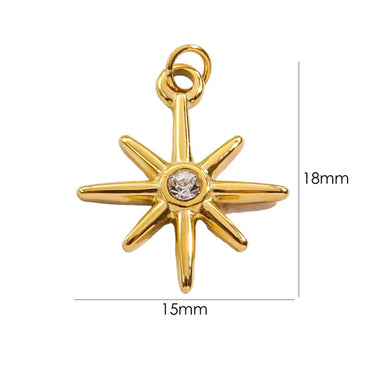 1 Piece 304 Stainless Steel Natural Stone 14K Gold Plated Starfish Heart Shape Key Pendant