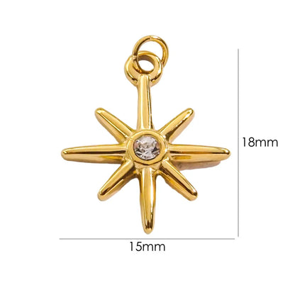 1 Piece 304 Stainless Steel Natural Stone 14K Gold Plated Starfish Heart Shape Key Pendant