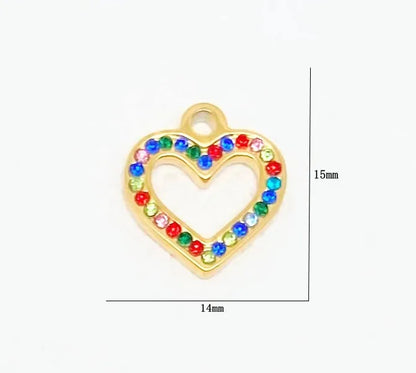 1 Piece 304 Stainless Steel Rhinestones Heart Shape Solid Color Pendant