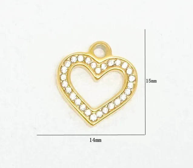 1 Piece 304 Stainless Steel Rhinestones Heart Shape Solid Color Pendant