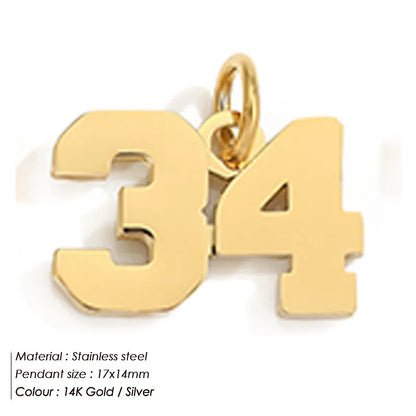 1 Piece 316 Stainless Steel  14K Gold Plated Number Pendant