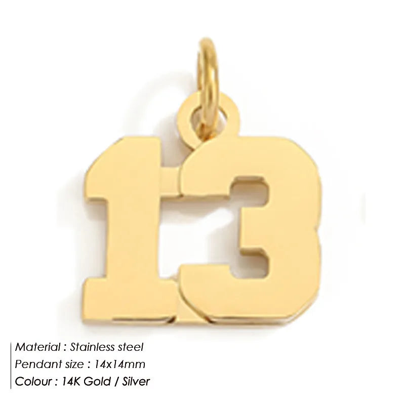 1 Piece 316 Stainless Steel  14K Gold Plated Number Pendant