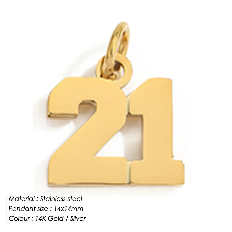 1 Piece 316 Stainless Steel  14K Gold Plated Number Pendant