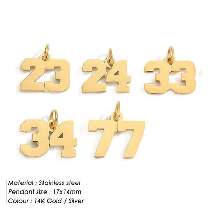 1 Piece 316 Stainless Steel  14K Gold Plated Number Pendant