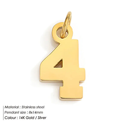 1 Piece 316 Stainless Steel  14K Gold Plated Number Pendant