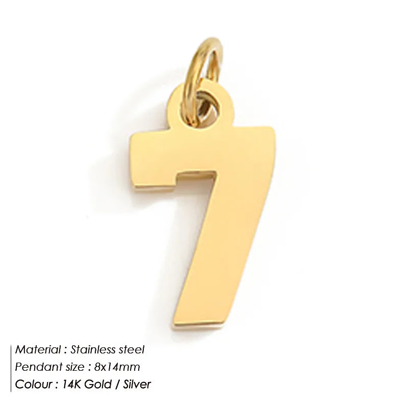 1 Piece 316 Stainless Steel  14K Gold Plated Number Pendant