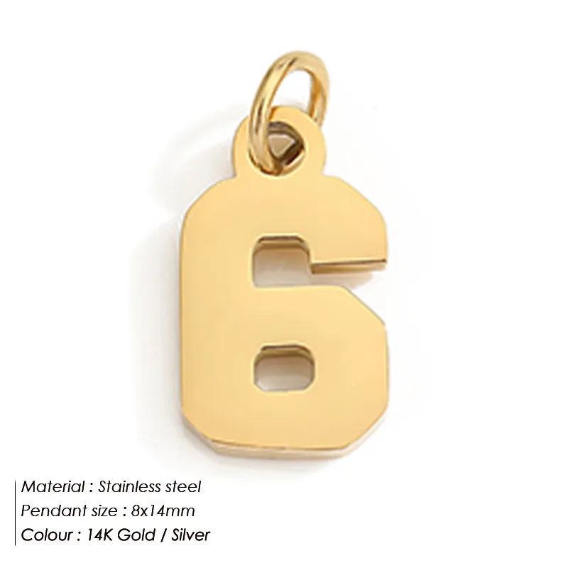 1 Piece 316 Stainless Steel  14K Gold Plated Number Pendant