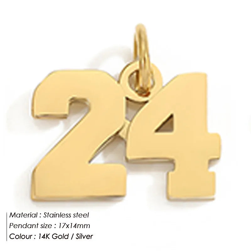 1 Piece 316 Stainless Steel  14K Gold Plated Number Pendant