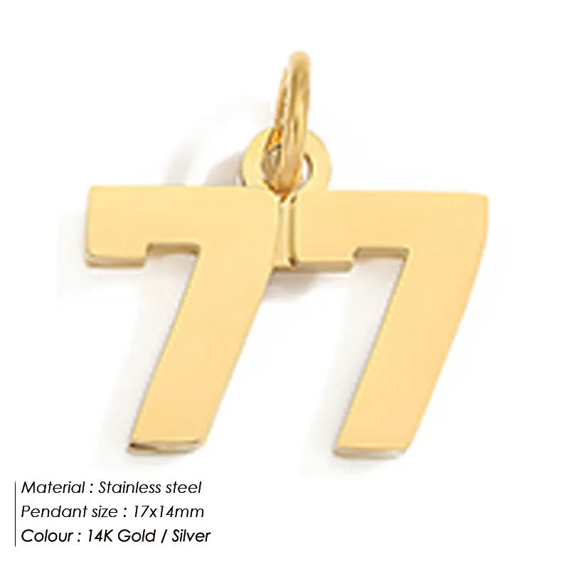 1 Piece 316 Stainless Steel  14K Gold Plated Number Pendant