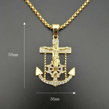 1 Piece 316 Stainless Steel  Cross Anchor Pendant