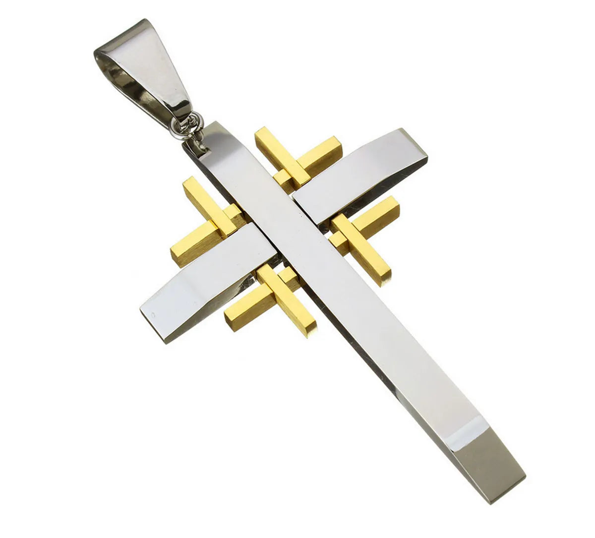 1 Piece 35*56mm Titanium Steel Geometric Cross Pendant