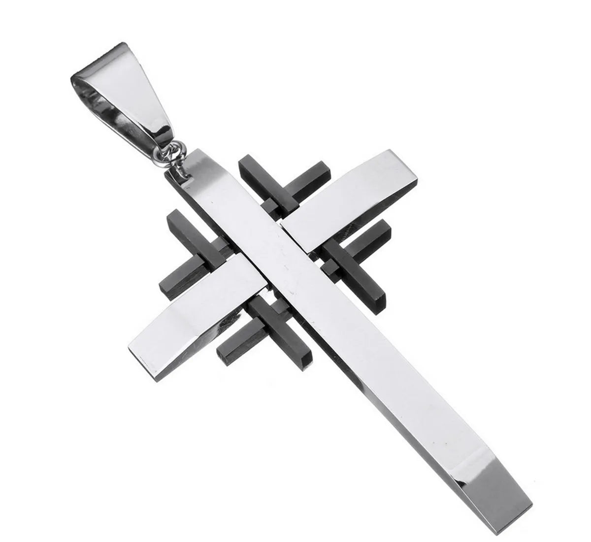 1 Piece 35*56mm Titanium Steel Geometric Cross Pendant