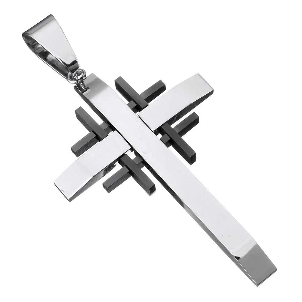 1 Piece 35*56mm Titanium Steel Geometric Cross Pendant